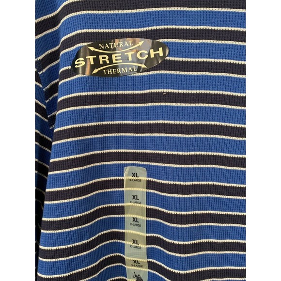 US Polo Assn Thermal Stretch Blue Striped Long Sleeve Shirt - Men’s Size XL - Picture 2 of 5